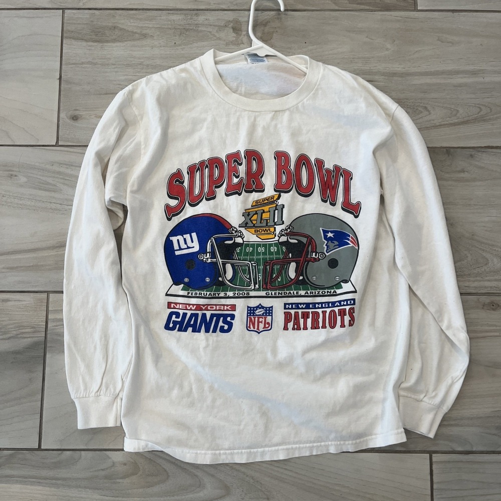 Vtg 2008 New York Giants New England Patriots Superbowl XLII T Shirt Medium M